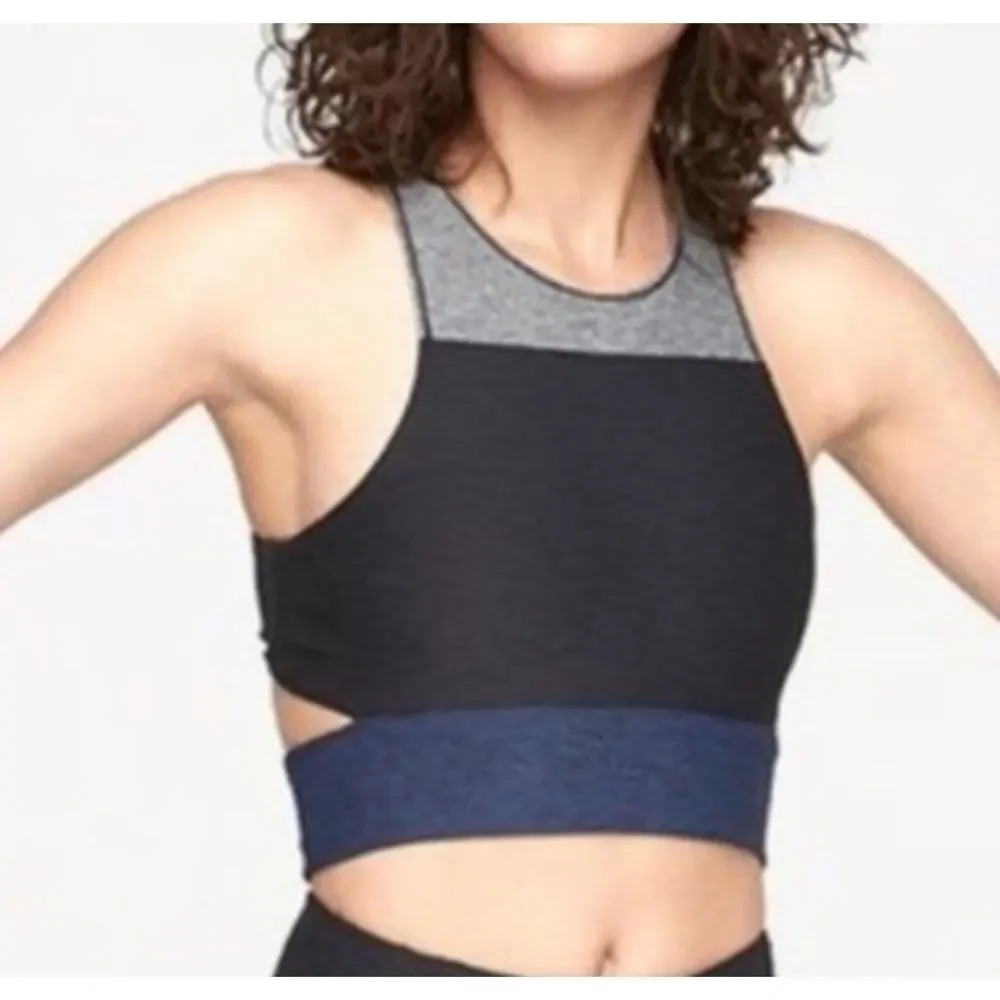 Outdoor Voices Tri-Tone Slashback Crop Tank Top sports bra XS.